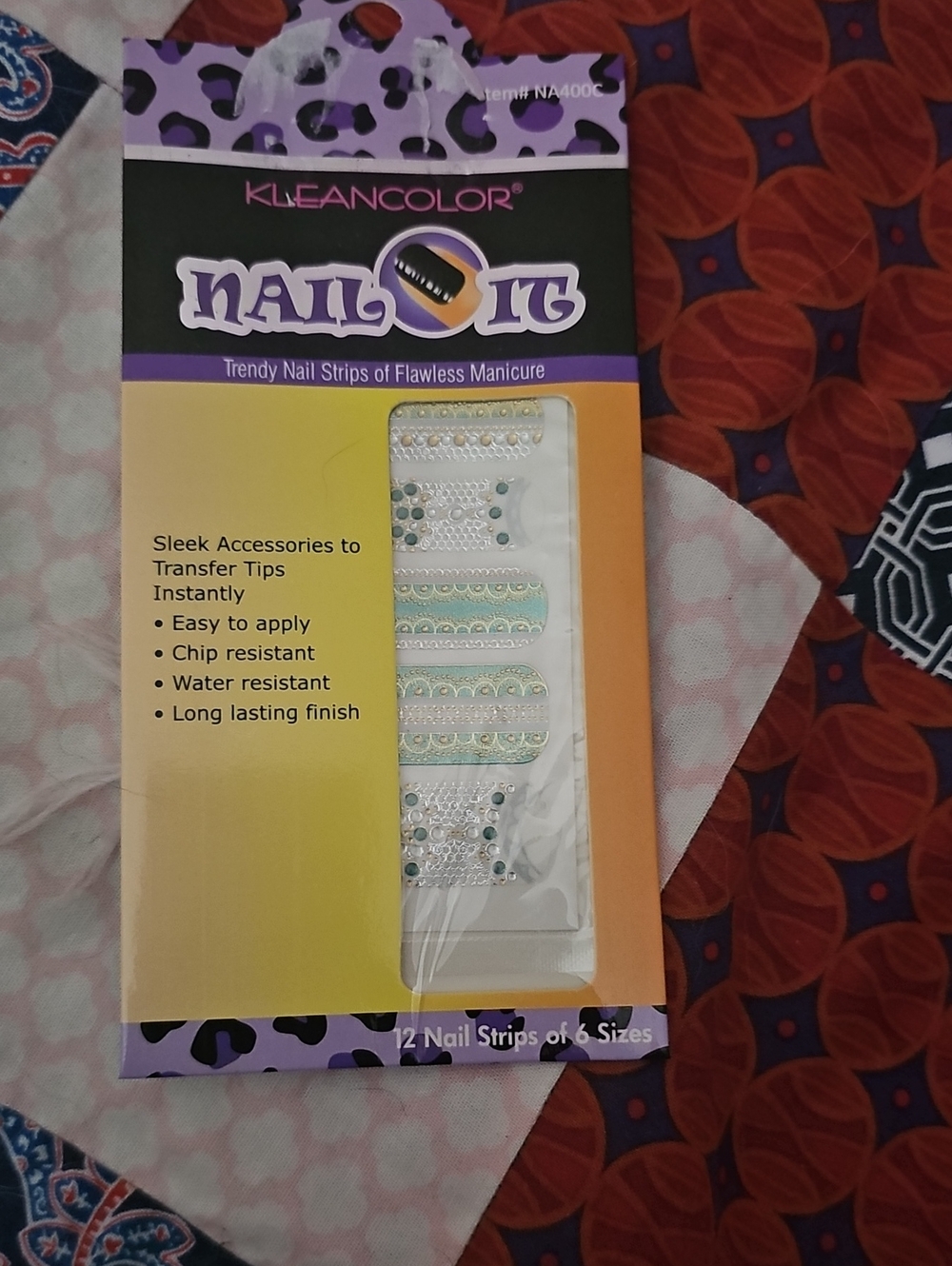 Kleancolor Nail It Nail Strips in White and Turquoise Accents
